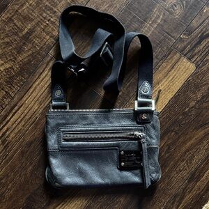 L.A.M.B. Black and Gray Crossbody Bag